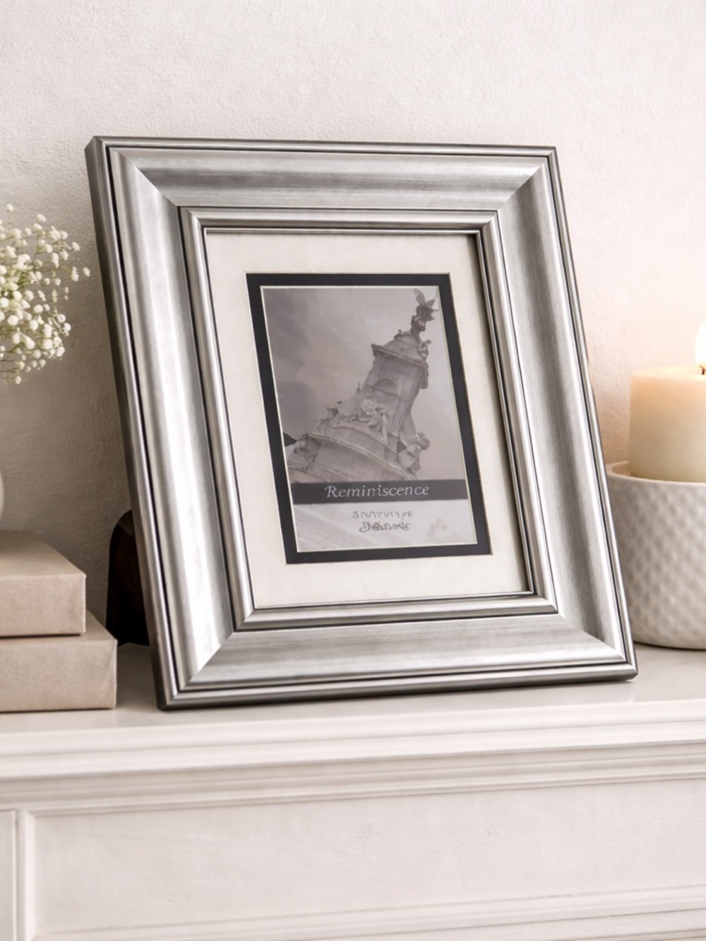 Silver Beveled Picture Frame 10.5x8.5 Matted 5x3.5 Elegant Modern Home Decor